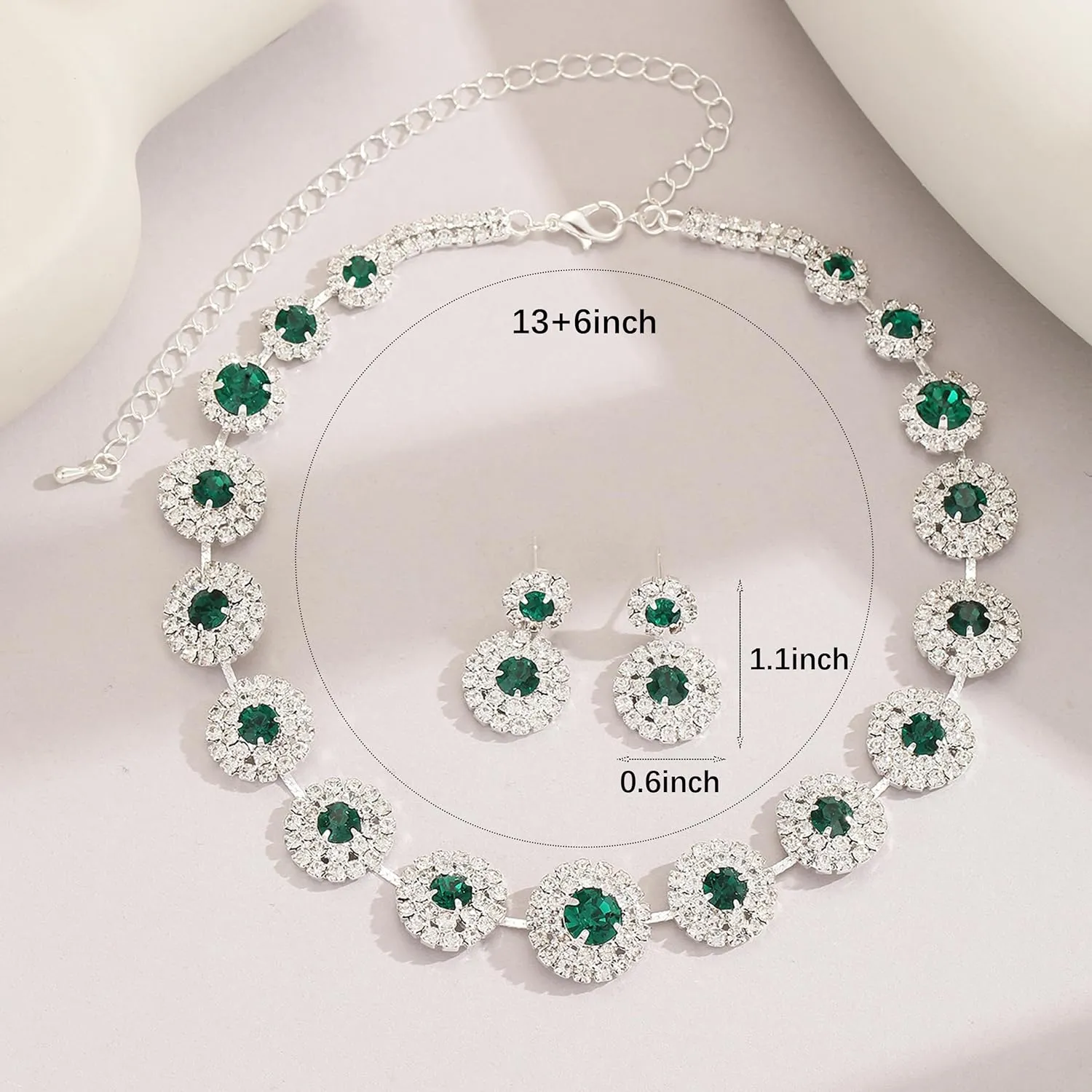 Wedding Jewelry Sets for Brides Bridesmaid Prom Jewelry Set Rhinestone Necklace and Earrings Set for Bridal Prom Dresses Accessories for Party Costume