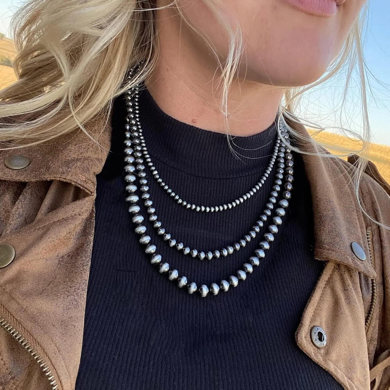 Western Jewelry for Women Navajo Pearl Necklace Western Necklace Boho Navajo Pearl Layered Necklace Western Necklace Western Jewelry Outfits Accessories for Women