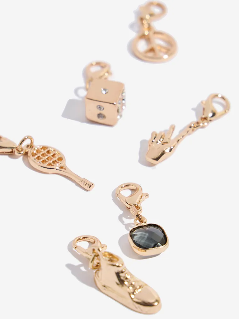 Westside Accessories Gold DIY Assorted Peace-Sign Charms - Pack of 6