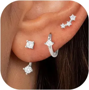WFYOU Gold Hoop Earrings for Women Trendy 925 Sterling Silver Stud Earrings Set Hypoallergenic 14k Gold Earrings for Women Earring Stacks Dainty Huggie Small Hoop Cartilage Earrings for Women Jewelry
