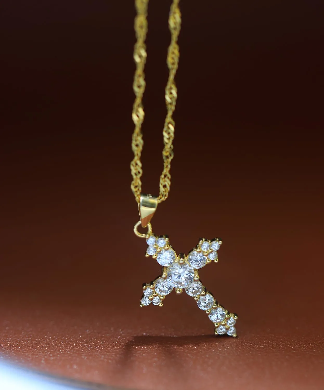 Wicary Cross Necklace for Women Gold Cross Necklaces for Women Sterling Silver Cubic Zirconia Pendant Necklace Religious Gifts for Birthday Anniversary