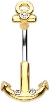 WildKlass Jewelry Classic Anchor Dock 316L Surgical Steel Belly Button Ring