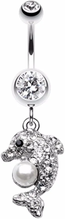WildKlass Jewelry Sparkling Dolphin 316L Surgical Steel Belly Button Ring