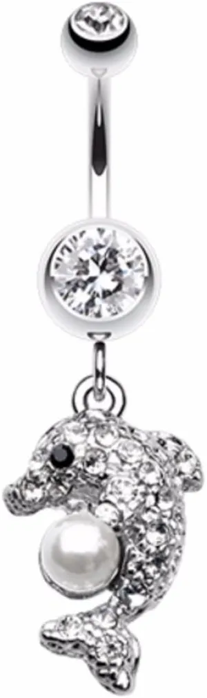 WildKlass Jewelry Sparkling Dolphin 316L Surgical Steel Belly Button Ring