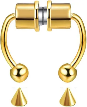 Women Men Fake Nose Ring Hoop Simple Septum Nose Ring Non-Pierced Clip On Nose Hoop Rings For Daily Wear,Gold