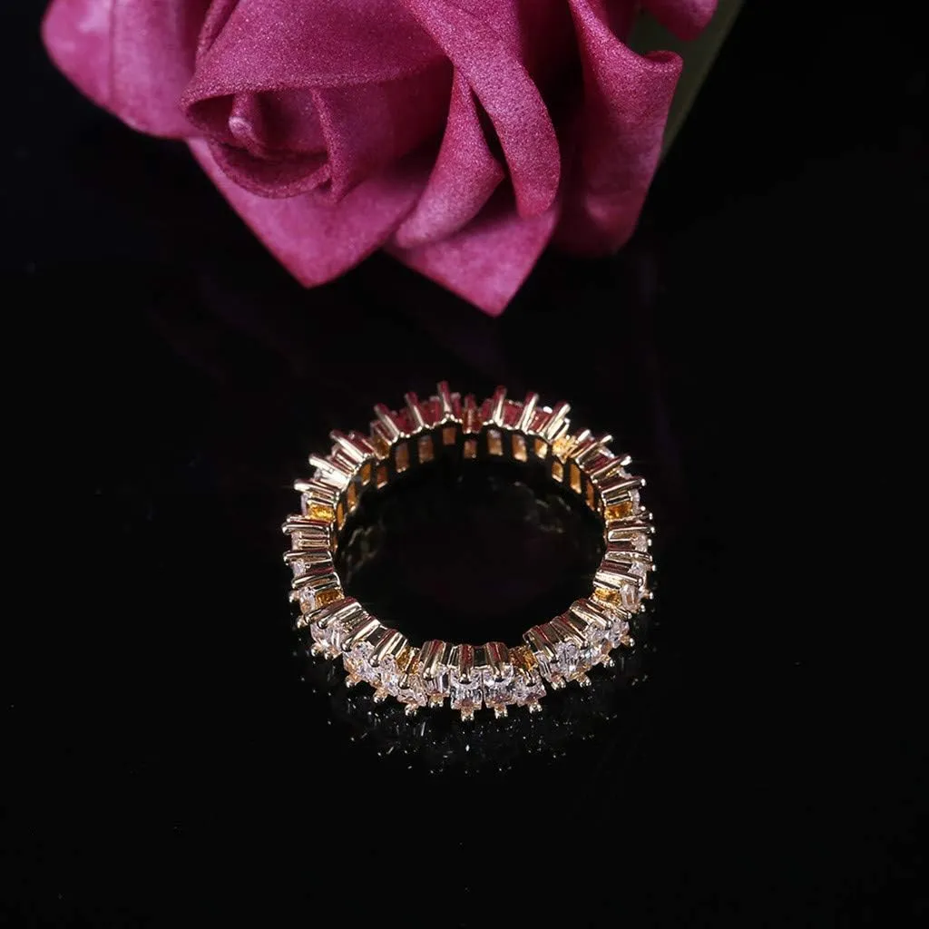 Womens Luxury Rings, Retro Simple Metal Irregular Vertical Bar Zircon Couple Ring Jewelry Gift for Girlfriend Mother