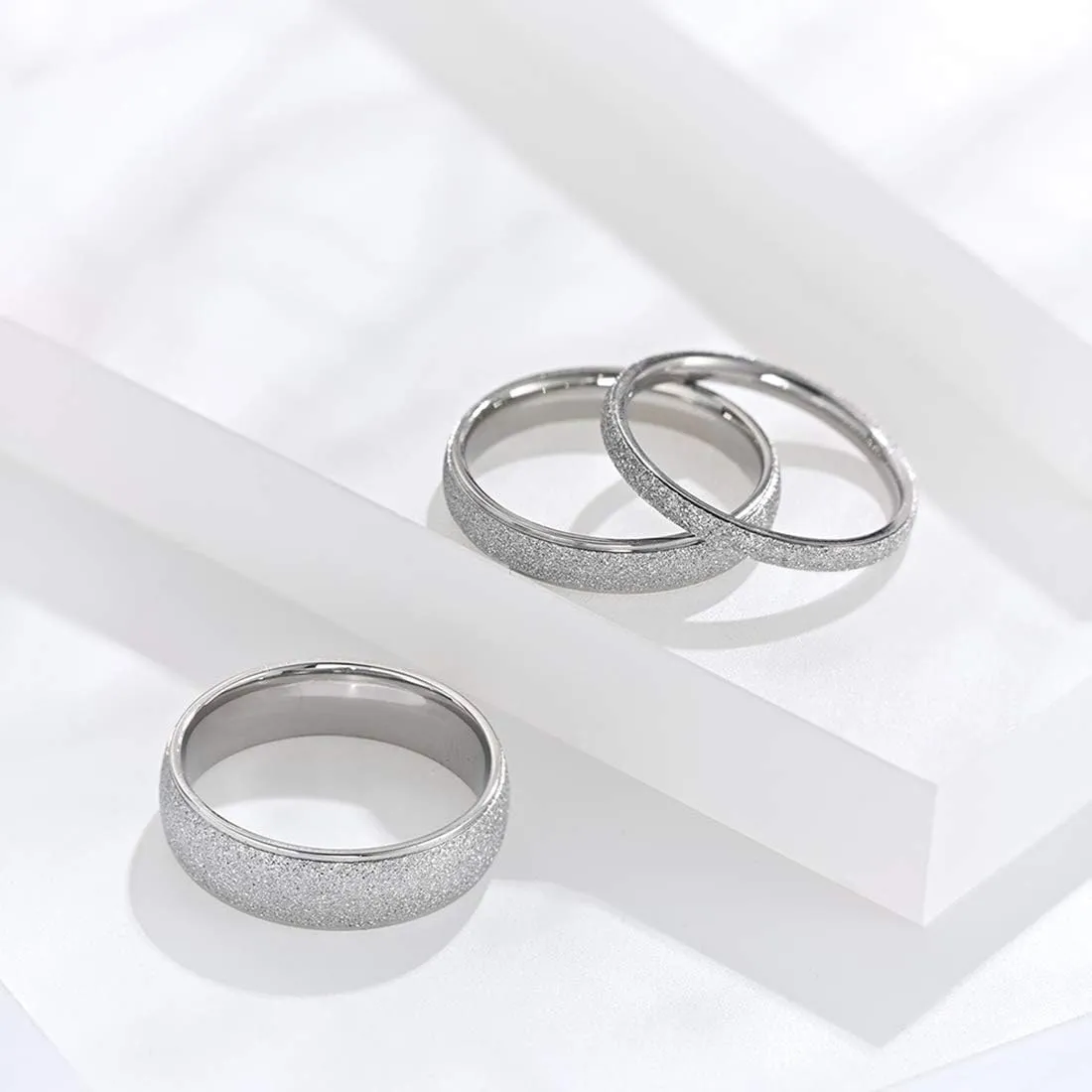 Women's Simple Sandblasted Stackable Rings Eternity Wedding Band for s