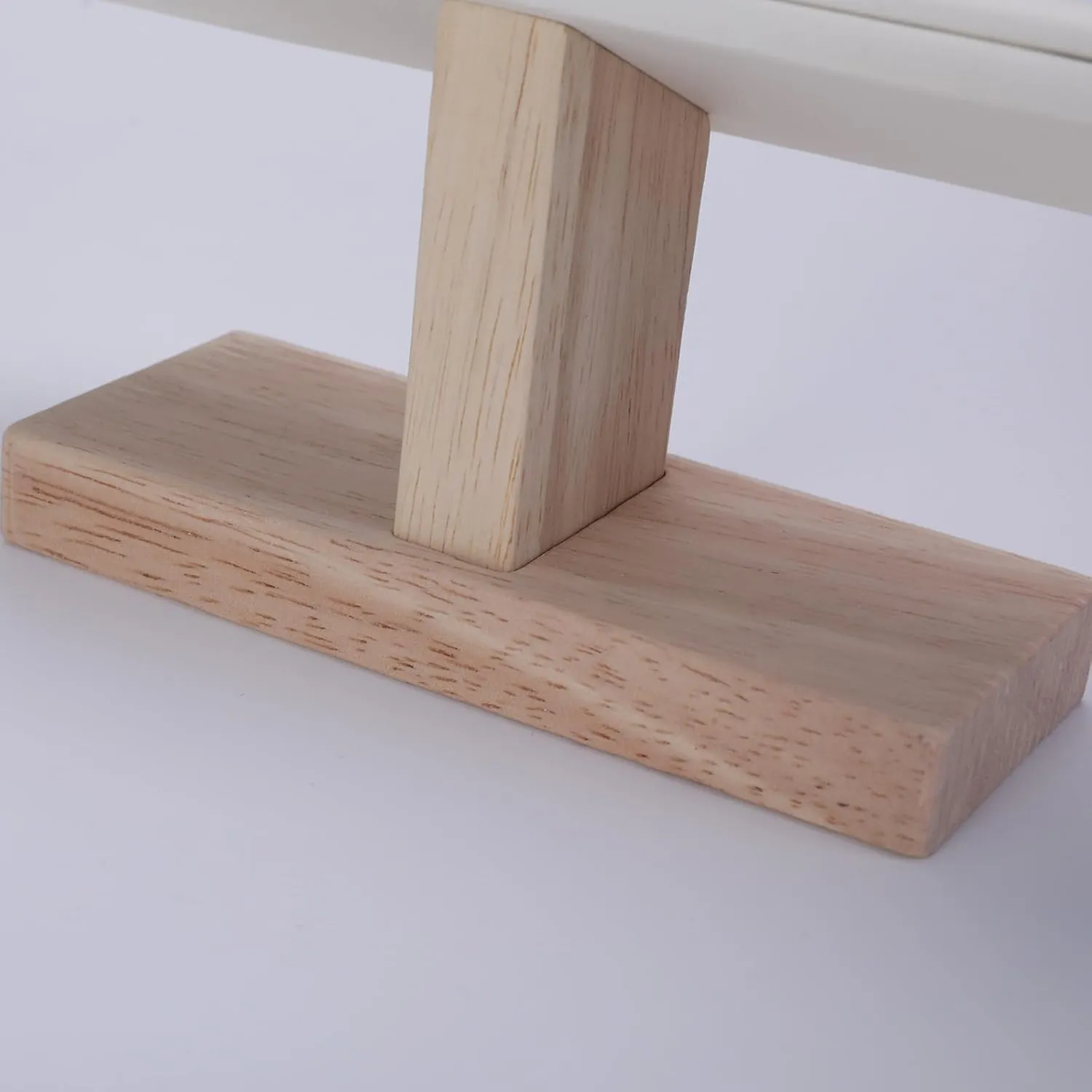 Wooden Watches Display Stands Base Watch Necklace Bracelet Organizer Rack Bangle Scrunchie Headband Showcase Stands Exterior Beige PU