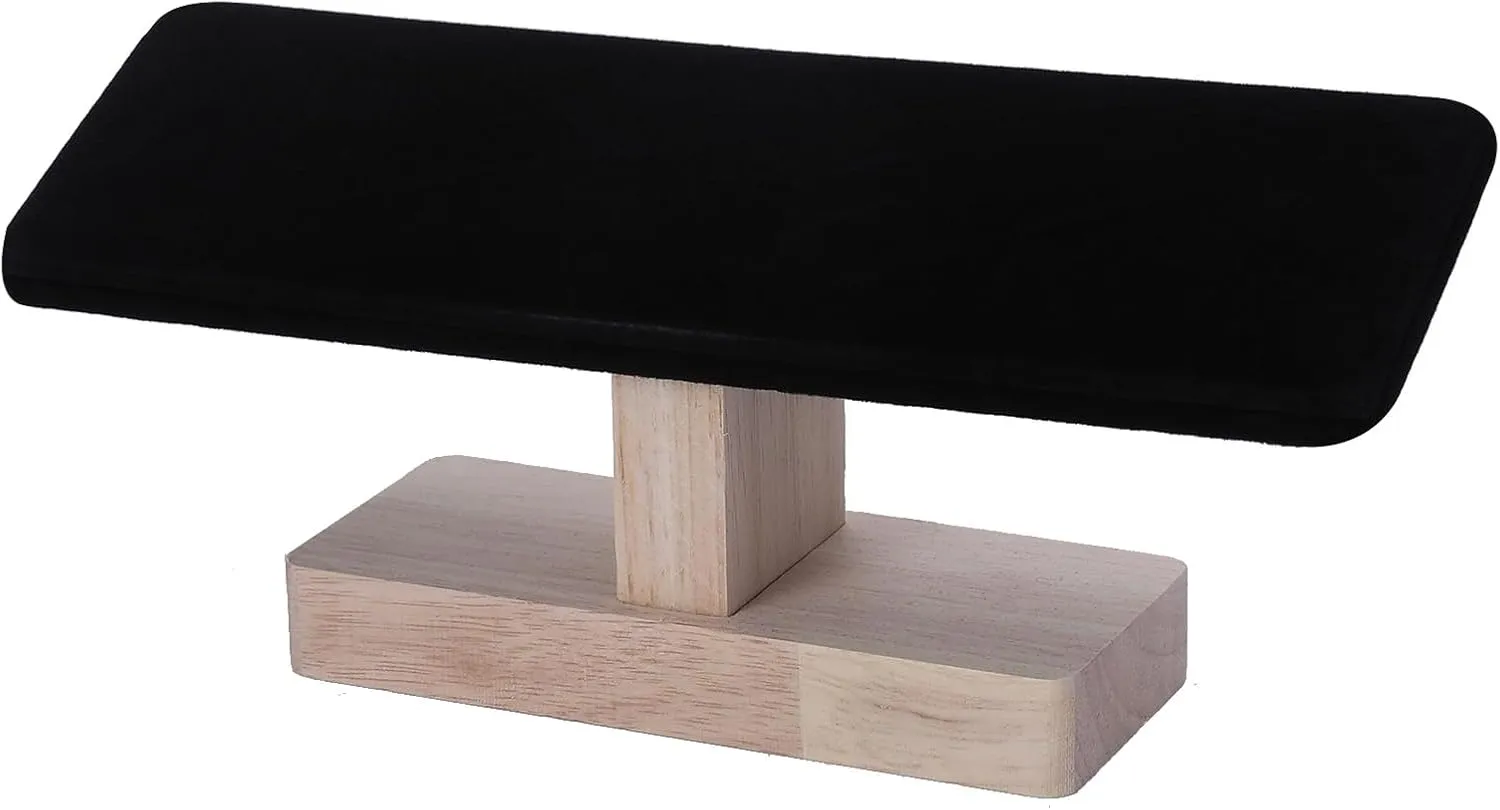 Wooden Watches Display Stands Base Watch Necklace Bracelet Organizer Rack Bangle Scrunchie Headband Showcase Stands Exterior Velvet Black