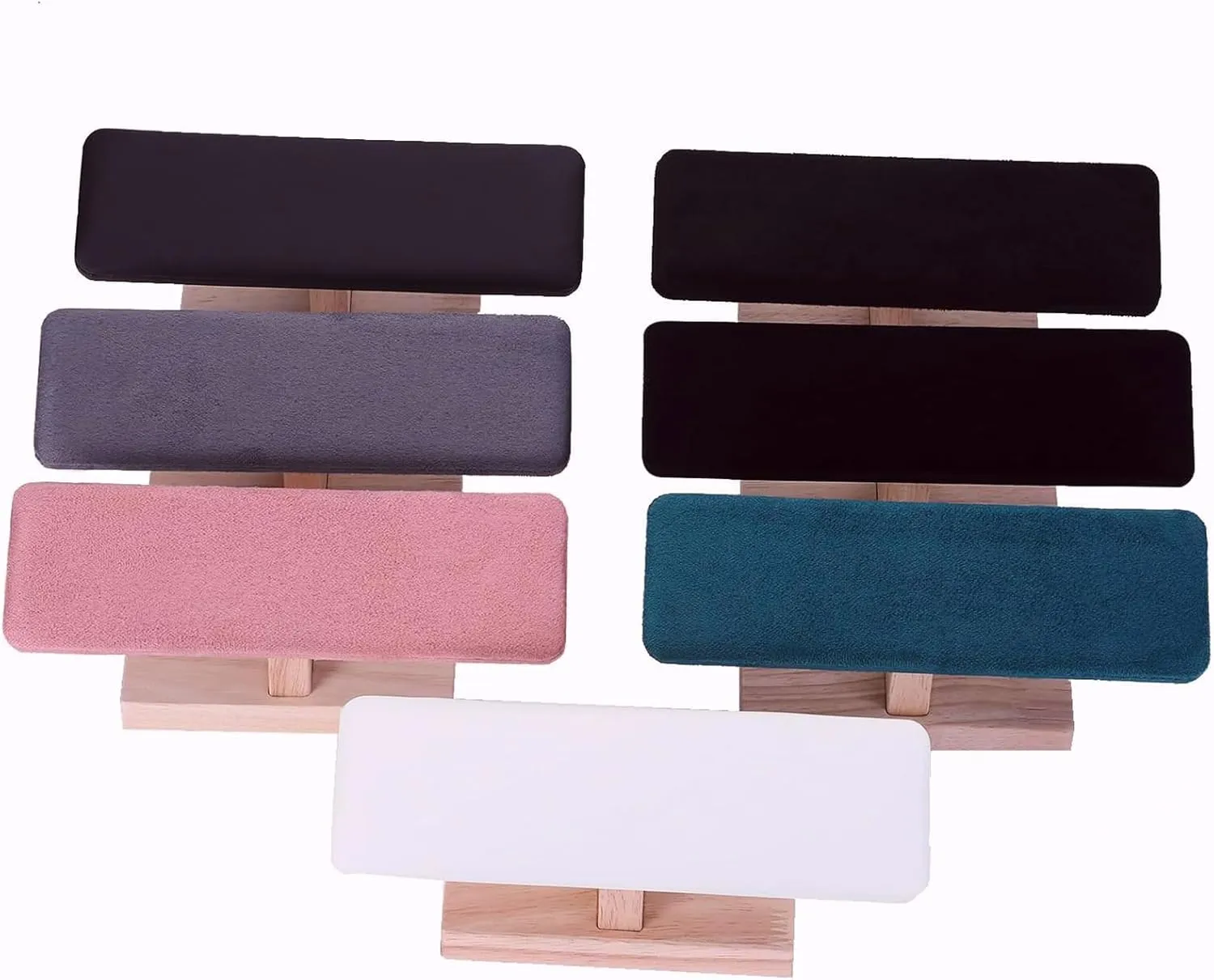 Wooden Watches Display Stands Base Watch Necklace Bracelet Organizer Rack Bangle Scrunchie Headband Showcase Stands Exterior Velvet Black
