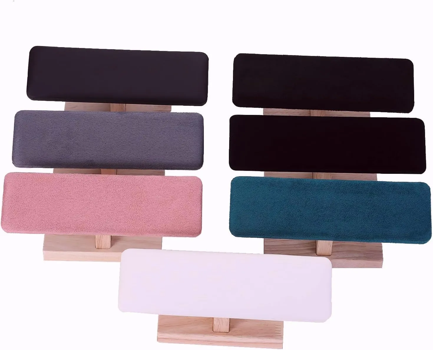 Wooden Watches Display Tower Base Watch Neck Bracelet Organizer Rack Bangle Scrunchie Headband Showcase Tower Black Suede