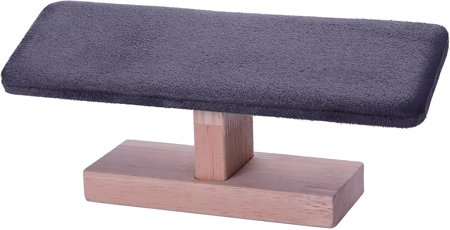 Wooden Watches Display tower Base Watch Necklace Bracelet Organizer Rack Bangle Scrunchie Headband Showcase tower (Dark Grey Suede, Flat single-layer)
