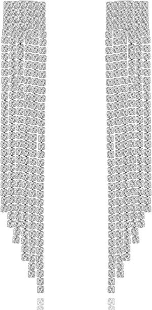 XGALBLA Party Statement Chain Earrings Chandelier Tassel Rhinestone Crystal Dangle Drop Earrings Prom Jewelry For Women