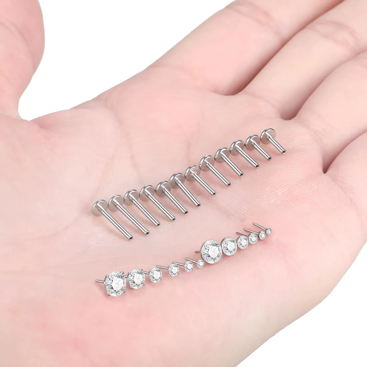 Xpircn 20G 18G 16G Threadless Push in Labret Lip Monroe Ring Nose Medusa Tragus Helix Cartilage Earrings Stud Piercing Jewelry for Women Men