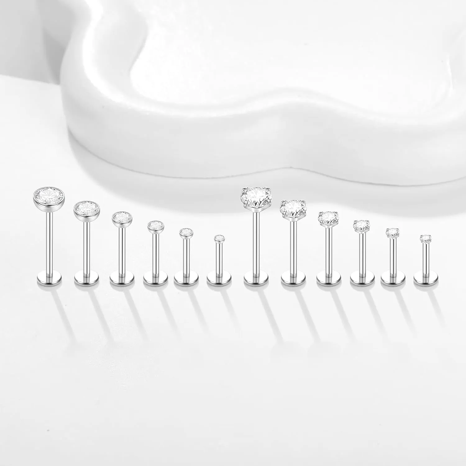 Xpircn 20G 18G 16G Threadless Push in Labret Lip Monroe Ring Nose Medusa Tragus Helix Cartilage Earrings Stud Piercing Jewelry for Women Men