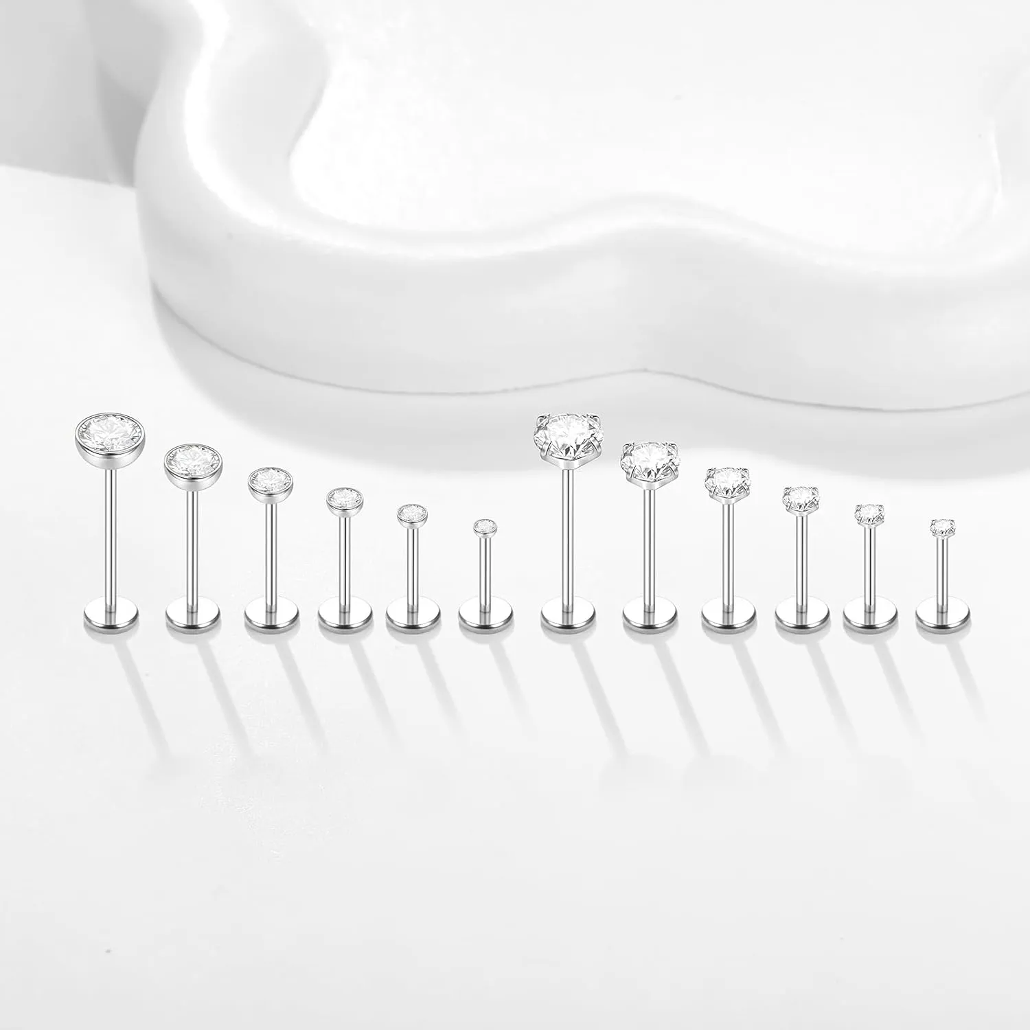 Xpircn 20G 18G 16G Threadless Push in Labret Lip Monroe Ring Nose Medusa Tragus Helix Cartilage Earrings Stud Piercing Jewelry for Women Men