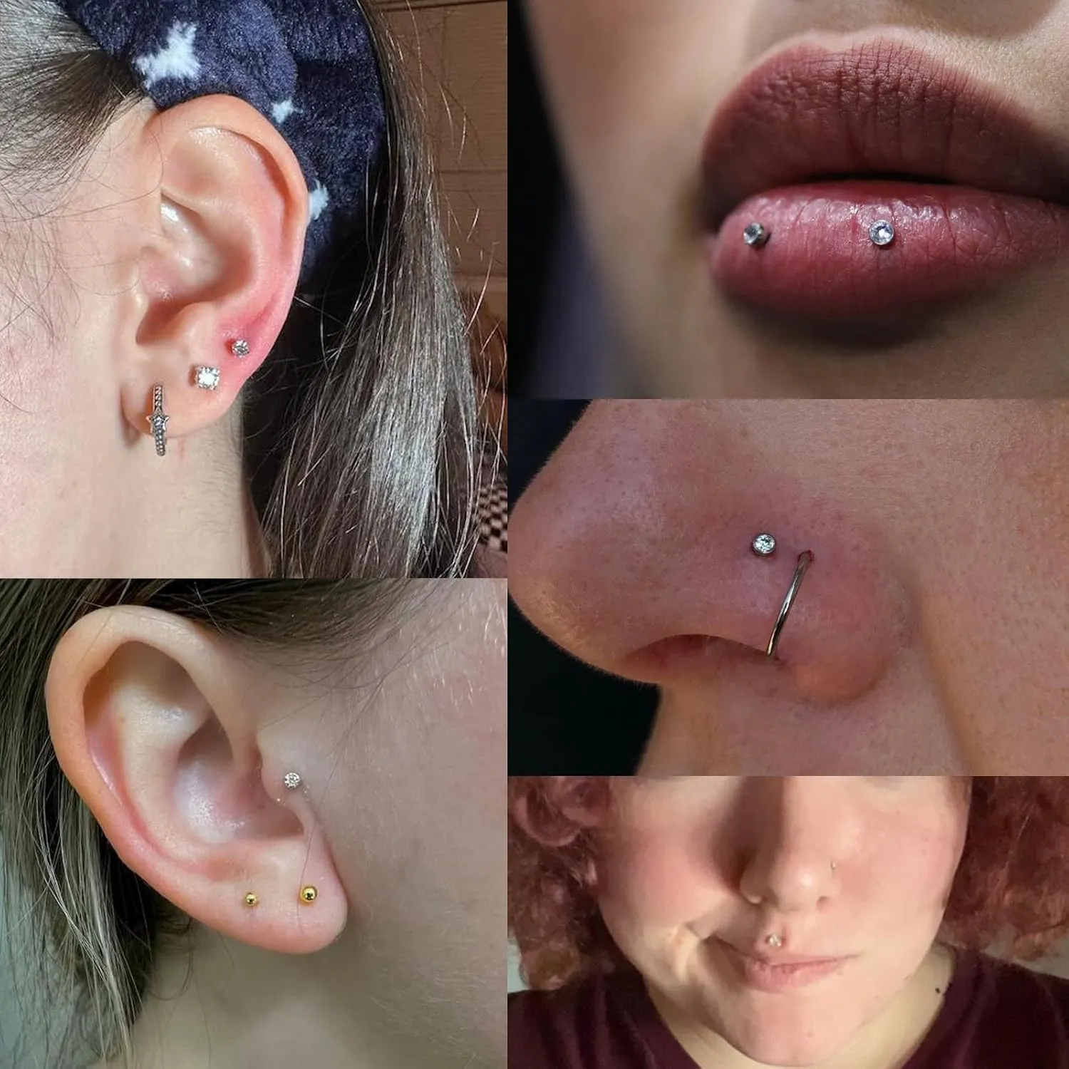 Xpircn 20G 18G 16G Threadless Push in Labret Lip Monroe Ring Nose Medusa Tragus Helix Cartilage Earrings Stud Piercing Jewelry for Women Men