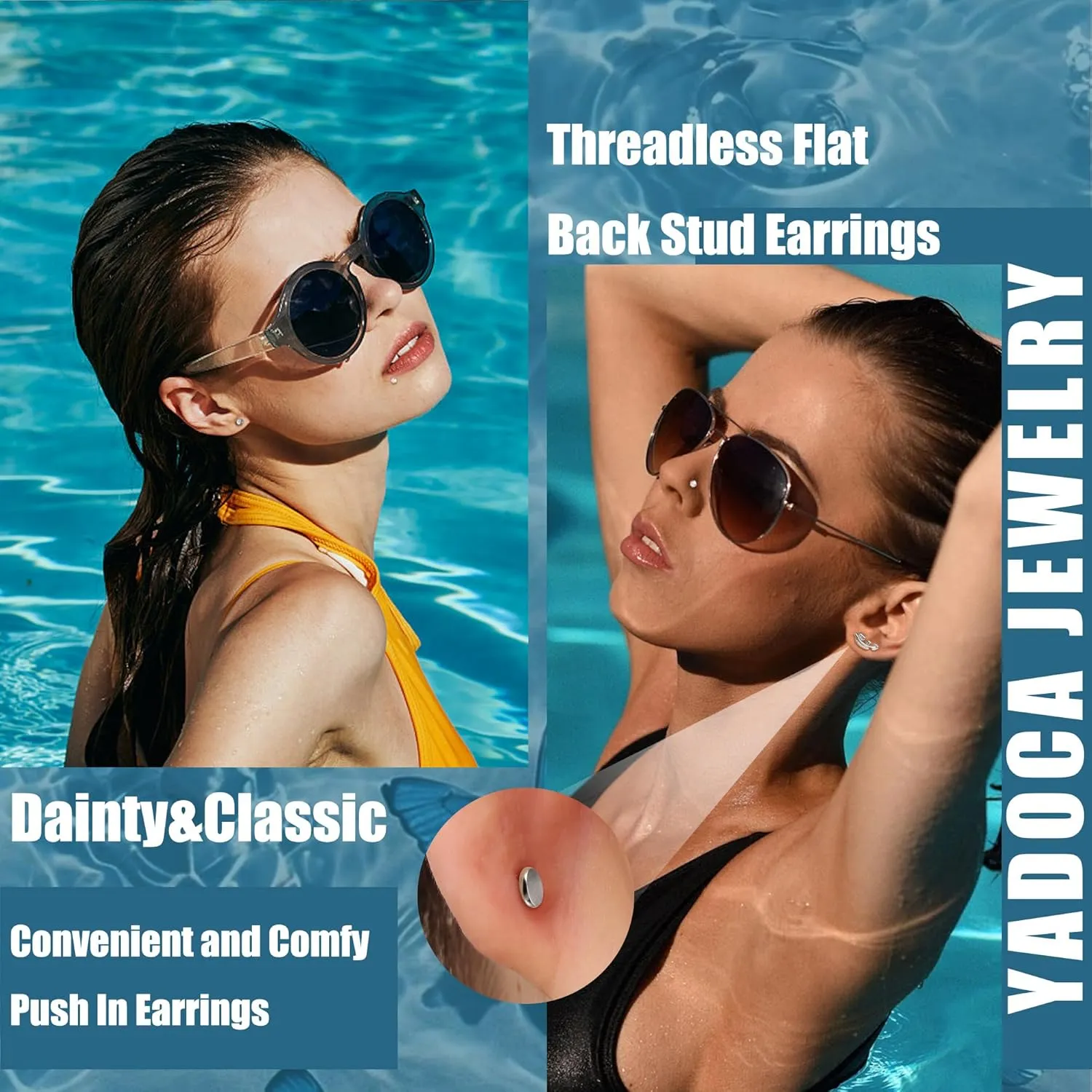 YADOCA 20G Threadless Flat Back Earrings for Women Men - Hypoallergenic Surgical Steel Push in Nose Stud Rings Labret Cartilage Lip Rings Medusa Nostril Conch Tragus Piercing Jewelry 18 Pairs