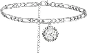 YANCHUN Silver Initial Anklet Stainless Steel Anklet Bracelet for Women Silver Letter Cuban Link Anklets Foot Chain Jewelry