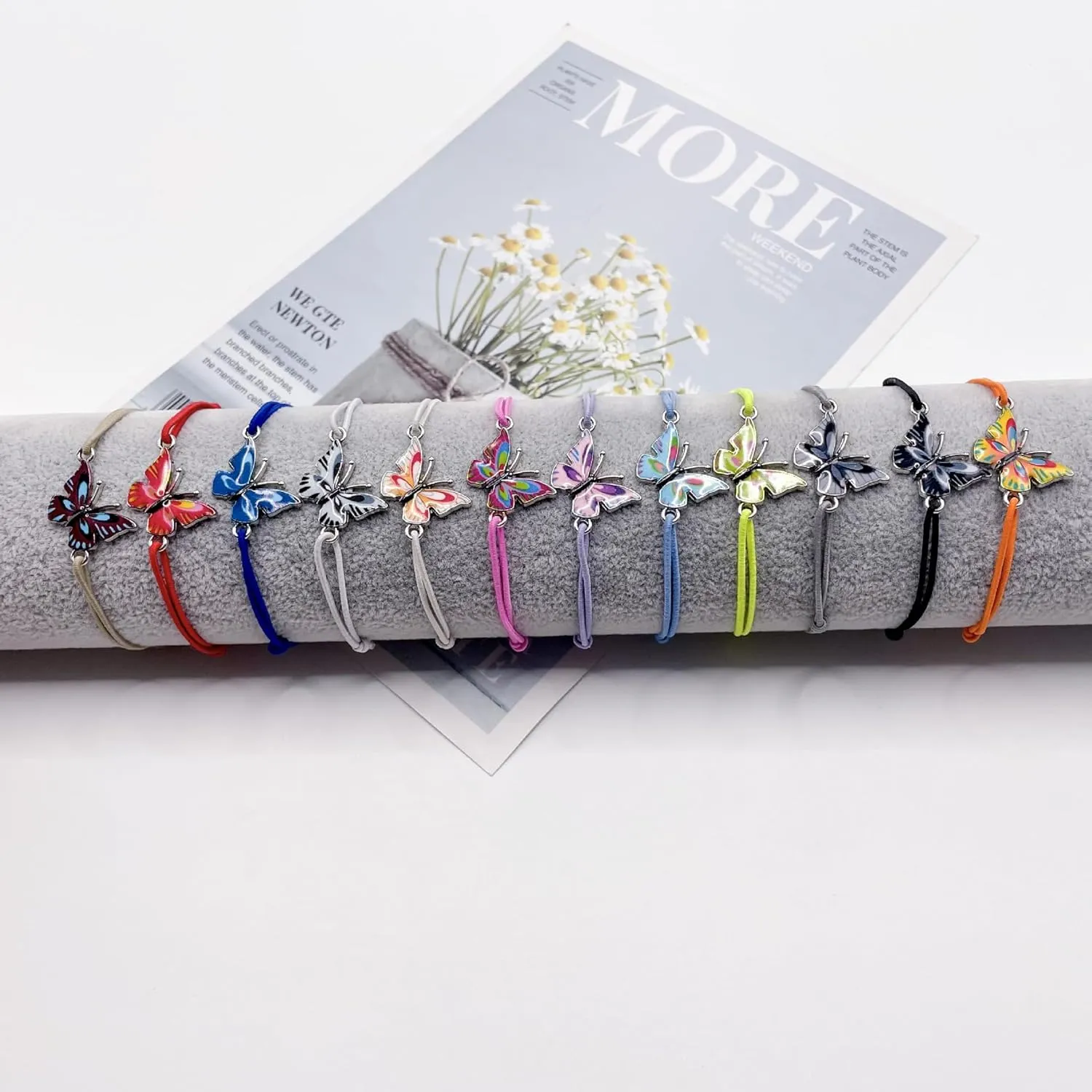 Yocoyee Colorful Friendship Butterfly Bracelets Knitted Elastic Adjustable Bracelet Butterfly Fairy Party Gift Christmas Birthday Gift