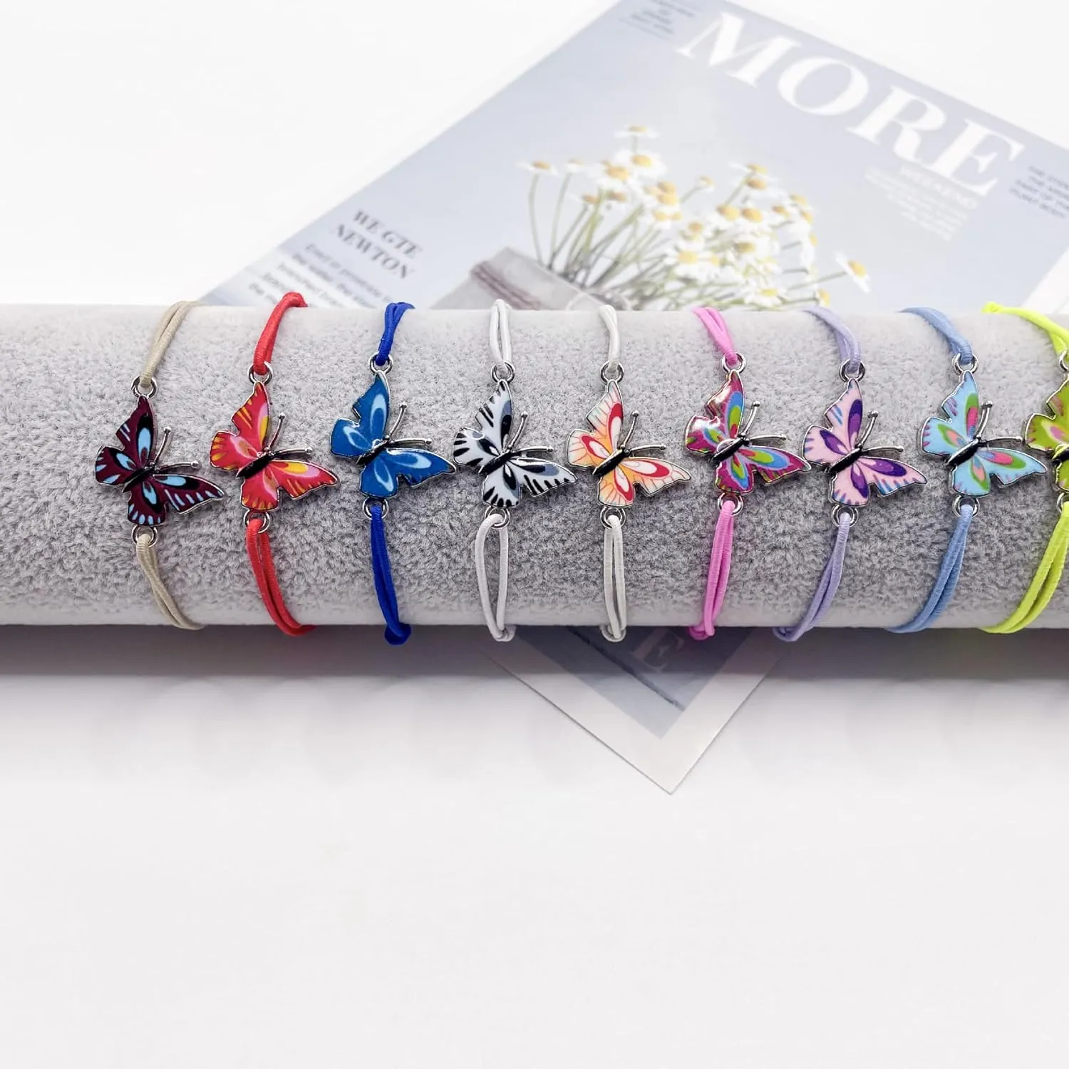 Yocoyee Colorful Friendship Butterfly Bracelets Knitted Elastic Adjustable Bracelet Butterfly Fairy Party Gift Christmas Birthday Gift