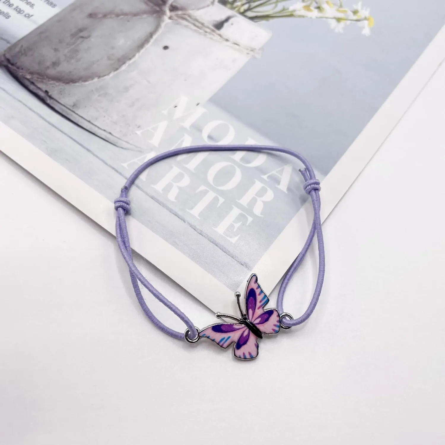 Yocoyee Colorful Friendship Butterfly Bracelets Knitted Elastic Adjustable Bracelet Butterfly Fairy Party Gift Christmas Birthday Gift