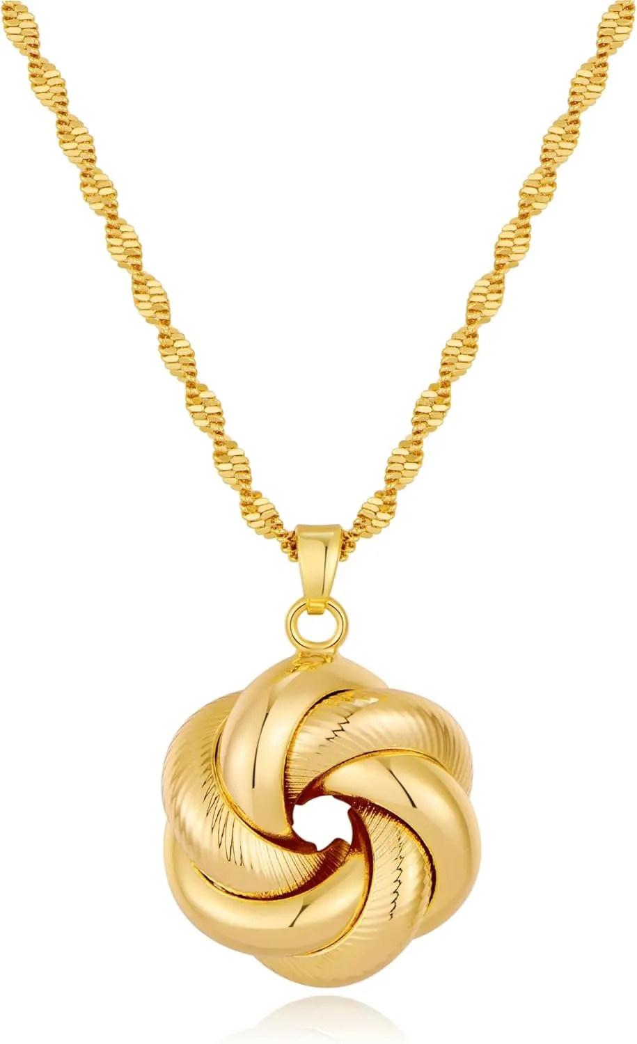 YUJIE Gold Knot Pendant Necklace Dainty Gold Plated Geometric Knot Necklace for Women Trendy Jewelry