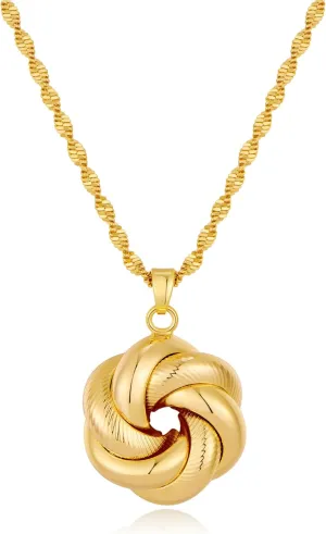 YUJIE Gold Knot Pendant Necklace Dainty Gold Plated Geometric Knot Necklace for Women Trendy Jewelry