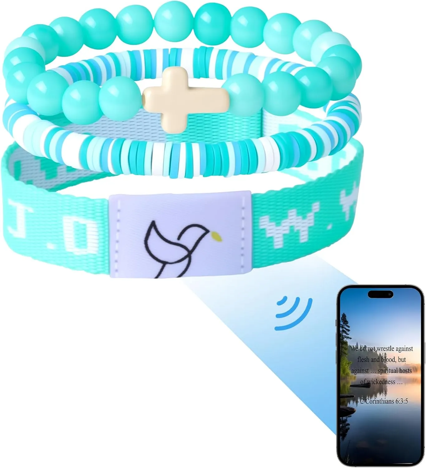 YUZHEJIE Daily Bible Verse Bracelets with Scan WWJD Bracelets Christian Cross Jesus Bracelet Religious Faith Scripture Gifts for Women Men