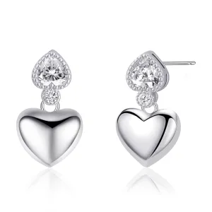 Zircon Heart Earrings Stud 925 Sterling Silver Earrings for Women Cubic Zirconia Earrings Hypoallergenic Earrings for Women Gifts