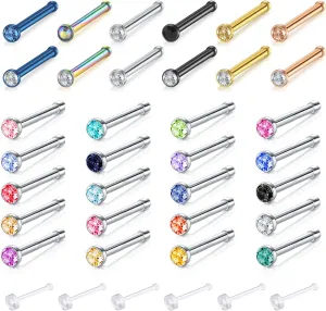 Zolure 18G 20G 22G Nose Pin Bone Screws Studs Surgical Steel Body Piercing Jewelry for Women Men